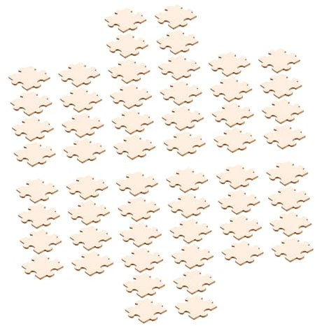 IMIKEYA 50pcs Pieces Blank Wooden Jigsaw Puzzle Pieces for Unfinished Craft Wood DIY Puzzles for Creative Painting and Decor Safe for All Ages