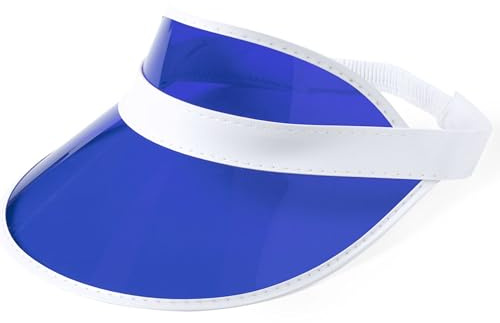 noTrash2003 Sunvisor Sonnenblende Retro Look Transparentes PVC-Visier UV-Schutz Verstellbares Stirnband Unisex Party-Accessoire für Sommer, Urlaub JGA Festivals 4 Farben