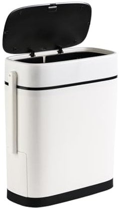 LUOFENG Poubelle de salle de bain 14 L avec couvercle à pression et support pour brosse WC Design peu encombrant