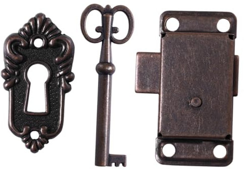 Uonlytech Cerradura Antigua Con Llave Para Armarios Tornillos Diseño Vintage Retro Para Muebles De Joyería y Alacenas De Cocina