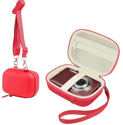 Leayjeen Digital Camera Case for Kodak PIXPRO FZ55 - Red | Compatible with Kodak FZ45/QIVORO/IXNAIQY, with Shoulder Strap and Handle, Zippered Mesh Pocket, Hard EVA Shell (Case Only)