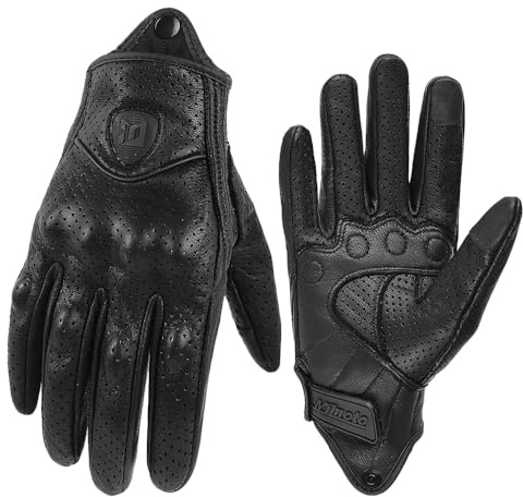 MOTOCENTRIC Ziegenleder Motorradhandschuhe,Retro Herren Motorrad Schutz Handschuhe,Vollfinger,Moped Handschuhe,für Motorradfahren,Fahrradfahren,Fahrrad,MTB