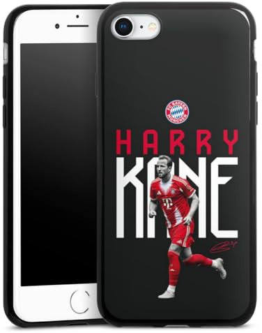 Slim Case extra dünn kompatibel mit Apple iPhone SE 2020 Silikon Handyhülle schwarz Hülle FC Bayern München Harry Kane Offizielles Lizenzprodukt