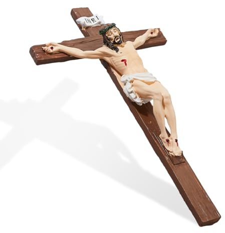 DICOSMETIC Kreuz Jesus An Der Wand 1cm Harz Wandkreuz Katholische Kreuzigung Für Wände Christus Religiöses Kreuz Weihnachten Ostern Geschenk Für Zuhause Und Büro Dekor
