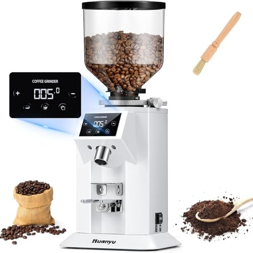 GQKVQ Electric Conical Burr Coffee Grinder with Removable Holder for Portafilter and Container, Coffee Grinder for Portafilter,19Precise Grind Settings for Espresso/Drip/Pour Over/French Press, 200W