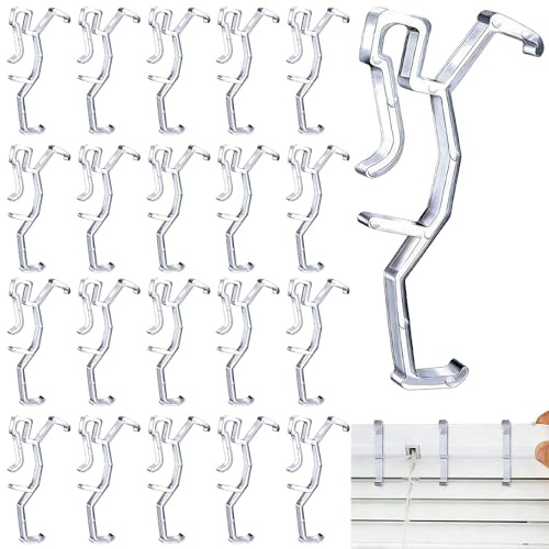 20 Pcs Valance Clips, 2.5'' Clear Window Blind Hidden Clip Valance Blind Clip for Horizontal Faux Mini Wood Blinds, Transparent Plastic Hidden Retainer Holder Clips with 64 mm in Width Retainer Holder