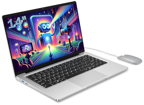 Computer portatile da 14 pollici, PC portatile Celeron N4000 6 GB RAM 128 GB SSD, laptop supportano ricarica 2,4 G/5 G WiFi, Bluetooth, Computer Protable con lunga durata della batteria.