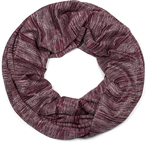 styleBREAKER Loop Schal mit Glitzerfaden und kleinen Pailletten, Schlauchschal, Tuch, Damen 01017078, Farbe:Bordeaux-Rot meliert