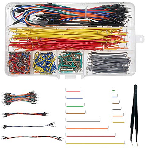 WayinTop Breadboard Jumper Wires Assorted Kit, Preformed Breadboard U-Shape Jumper Wires 14 Assorted Length + Solderless Flexible Breadboard Jumper Cables M/M + Tweezer for Breadboard Prototyping