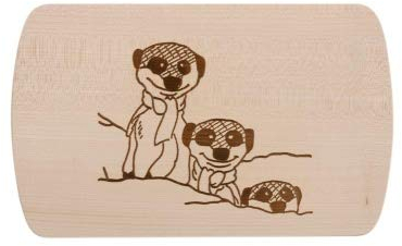Frühstücksbrettchen Erdmännchen aus Naturholz – Holzbrett mit Erdmännchenmotiv – Personalisierbar mit Namen & Gravur – für Kinder & Erwachsene