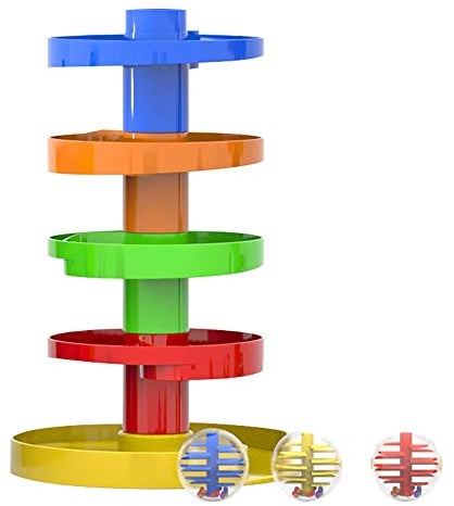 WEofferwhatYOUwant Circuit à Balle Unique – Jouet Montessori dès 9 Mois – Rampe Jaune et Balle Grande – Développement Moteur Bébé et Jeu d'Équilibre Sensoriel