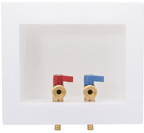 Sharkbite 1/2 Inch x 3/4 Inch MHT Washing Machine Outlet Box, Push to Connect Brass Plumbing Fittings, PEX Pipe, Copper, CPVC, 25739, White
