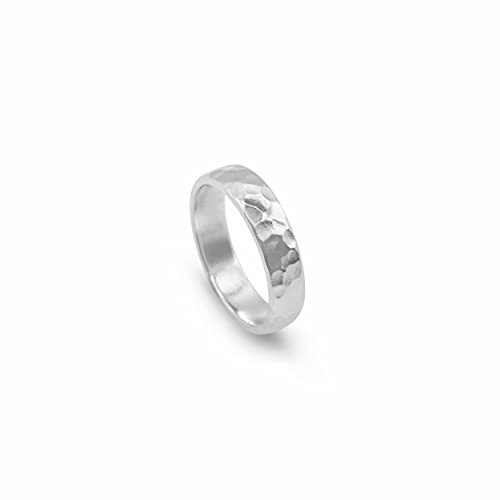 Männer Ring Silber Bandring gehämmert massiv 925 Sterling Silber handgemacht Verlobung Hochzeit | moderner Männerschmuck aus Deutschland mit Geschenkbox (Ringgröße 58)