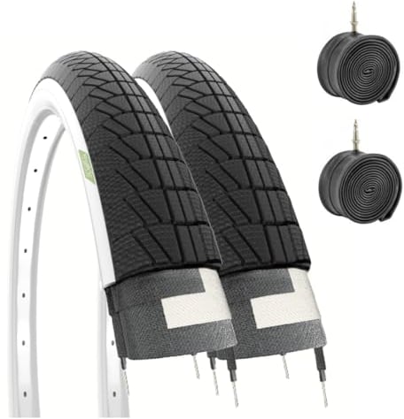 ECOVELO 2 COPERTONI BIANCONERI + 2 CAMERE d'Aria per GRAZIELLA Bicicletta Bici City Bike 20 x 1.75 (47-406) Bianco Nero