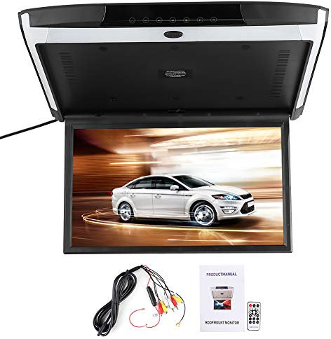 Monitor ribaltabile, monitor ribaltabile a LED da 17,3 pollici Sottile 1080P Touch Button Video Montaggio su tetto HDMI USB SD FM MP5 Speaker Player