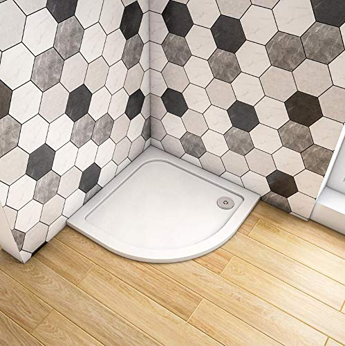 Walkin Quadrant 900x900mm Slimline Stone Resin Shower Tray Shower Base Tray for Wetroom Shower Enclosure Cubicle with Free Waste