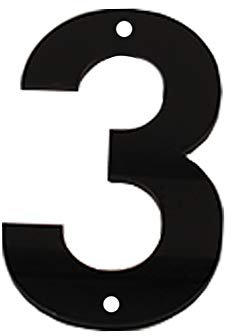 House Number Sign 6 Inch (15 cm) Large Modern Acrylic Plastic Door Numbers, Thick Signage Plaque Self-adhesive & Screws Street Home Address Number Mailbox Numbers, Black [Number 3]