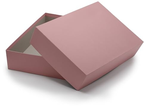 Lot de 4 boîtes de rangement format A4 avec couvercle - Couleur : vieux rose - 302 x 213 x 70 mm