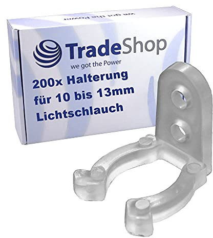200x Set Angebot Trade-Shop Wandhalterung Halterung Befestigungs Clips für LED Schlauch Lichtschlauch Lichterkette 10mm Durchmesser mit 2,9mm Schraubenlöchern