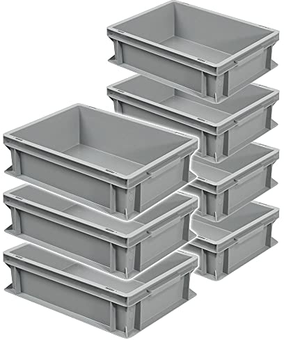BRB 7 Eurobehälter mit 2 Griffleisten, LxBxH 400x300x120 mm, 11 Liter, grau