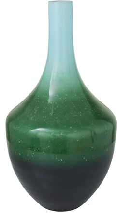 Deco 79 Jarrón Redondo de Cristal Moderno, 12 x 12 x 22 Pulgadas, Verde