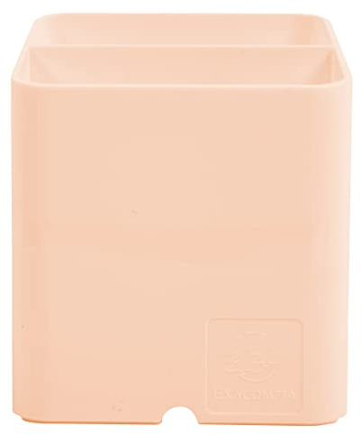 Exacompta - Réf. 67761D - 1 pot à crayons PEN-CUBE Aquarel - Avec 2 compartiments de taille et de hauteur différentes - dimensions 7,4 x 7,4 x 9,3 cm - couleur corail