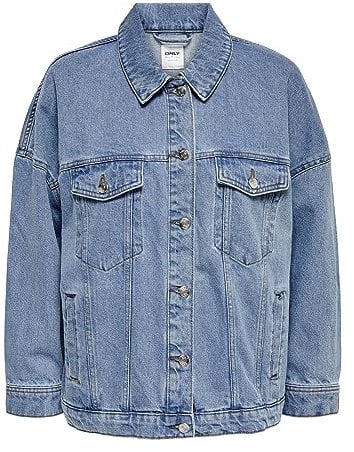 ONLY Women's ONLSAFE Caroline Oversize DNMJACKET NOOS Jacket, Medium Blue (Medium Blue Denim), XL