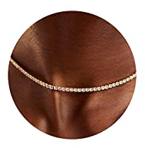 LecAit 14K Gold Plated 3MM Tennis Necklaces for Women,Sparking AAAA Cubic Zirconia Tennis Choker Necklaces,Simulated Cut Diamond Chain for Women Bridal Wedding Jewelry, 14 inches, Gold Plated, Cubic