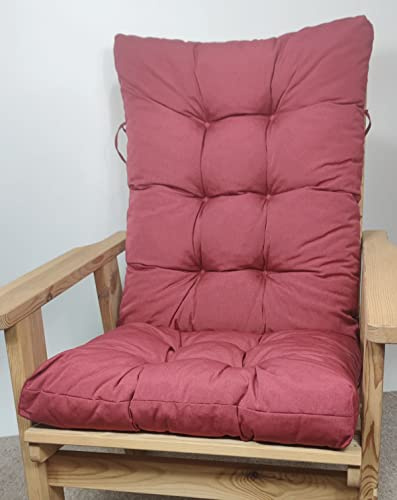 Rattani Premium Polster für Gartenstuhl, Gartenmöbel, Hochlehner Kissen Milano Dralon, Gr. 125 x 55 cm, Colore Bordeaux (dunkel rot)