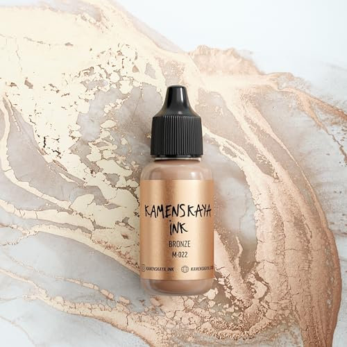 KAMENSKAYA shimmering alcohol inks: metallic alcohol ink bronze M-022, 0.51 fl oz (15 ml)