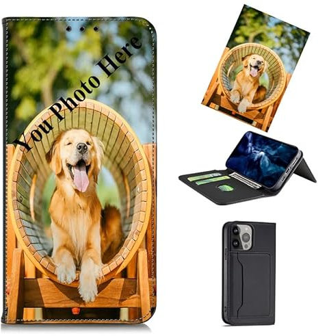 TIANDIMY Personalisierte Leder Handyhülle mit Foto für Samsung Galaxy S21, Text Bildern Foldable Flip Hülle, Ihr Eigenes Bild Brauch Klappbar Wallet Schutzhülle für Galaxy S21 Case