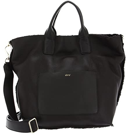 Abro Leder Schultertasche Leather Shearling Casharel Shopper Raquel Big Dark Brown dunkelbraun