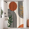 Uiiooazy Duschvorhang Terracotta, Duschvorhang 120x180cm Boho Style Orange Abstrakt Kunst Grüne Blätter Duschvorhänge Anti Schimmel Stoff Waschbar Polyester Bad Vorhang mit 8 Haken für Badezimmer