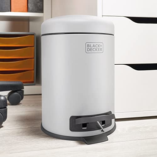 BLACK+DECKER 5L Dome Shaped Pedal Bins with Soft Close Lids/Stainless Steel Material / 4 Colours (Grey)