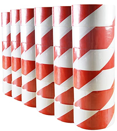 ADHES Wasserdicht Warnband, Selbstklebend Warnklebeband, PVC Absperrband, Boden Markierungsband, Sicherheitsband Zur Kennzeichnung Von Gefahrenzonen, Rot Weiß, 50mmx16.5m,36rolls
