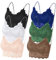 Leezepro Damen BH 6er Pack Ohne Bügel Push up Crop Top Sexy Bustier Spitze BH Set Sport BH für Alltag Yoga Fitness(Schwarz-Weiss-Haut-Blau-Grün-Braun,M)