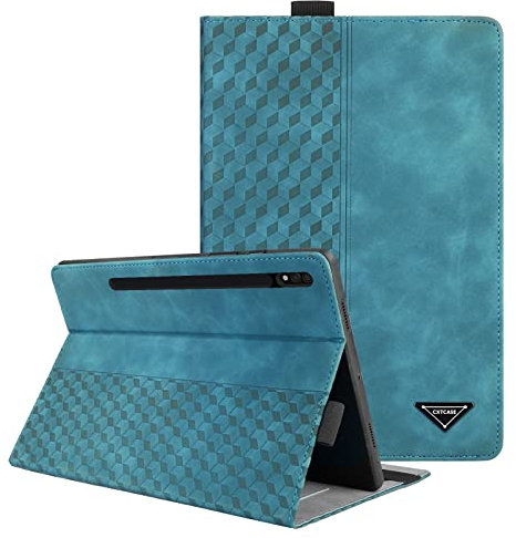 CXTCASE Hülle für Samsung Galaxy Tab S8 Plus 2022/S7 FE 2021/S7 Plus 2020 12.4 Zoll,Multi-Winkel Folio Flip PU Lederhülle Smart Cover Case Schutzhülle für Samsung Galaxy Tab S8+/S7 FE/S7+,Grün