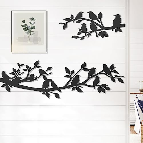 VeyFolzin.st Lot de 3 décorations murales en métal avec colibri sur la branche d'arbre - Grand panneau noir à suspendre pour salon, chambre à coucher, cuisine, jardin, intérieur et extérieur (A)