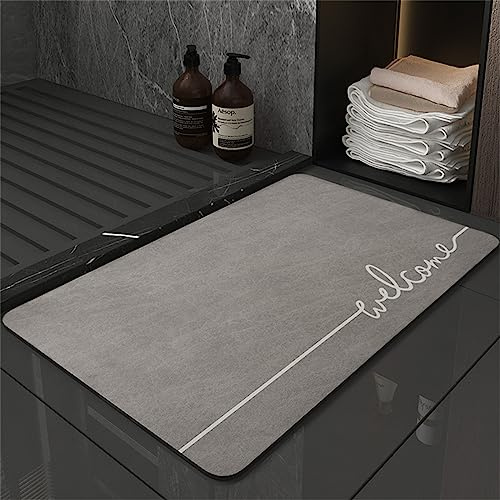 Badematte Rutschfester Badezimmerteppich Absorbierender Badteppich 80x120cm Schnell Trocknende Badezimmer Teppiche, Duschmatte Rutschfest Badvorleger Bath Mats, Badeteppich Bad Teppich Hellgrau