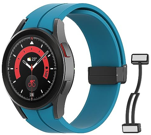 MoKo Cinturino Compatibile con Samsung Galaxy Watch 7 FE 6 5 4 40mm 44mm/Watch 6 Classic 43mm 47mm/5 Pro 45mm/4 Classic 42mm 46mm, Cinturino di Ricambio in Silicone con Fibbia Magnetica, Blu scuro