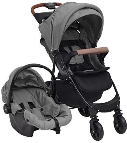 vidaXL 3-in-1 Kinderwagen Hellgrau Stahl