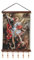 HZMAN St Michael Gemälde Retro Handgefertigte Weben Wandkunst Dekor Heiliger Erzengel katholische Ästhetische Bild für Wohnzimmer Schlafzimmer Holz eingerahmt 17x12 Zoll