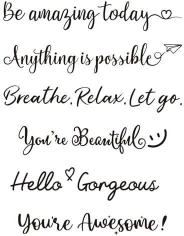 6pcs Motivational Wall Stickers Inspirational Quotes Mirror Stickers Affirmation Stickers for Mirror Wall Art Stickers for Bathroom Mirror Bedroom