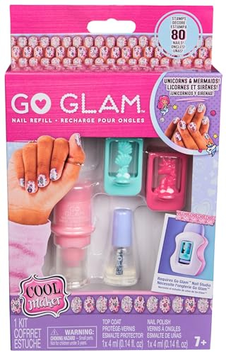 Cool MAKER, GO GLAM Nail Stamper Refill with Unicorn & Mermaid Designs, Nail Kit for 80 Nails, Arts and Crafts Kids’ Toys for Girls Aged 7+