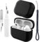 Teyomi für Airpods Pro 2 Hülle mit Handschlaufe, TPU Schutzhülle für Apple Airpods Pro 2. Generation mit Reinigungsset, Leder-Touch-Design Airpods Pro 2 Case, Fallfest, Stoßfest (Schwarz)
