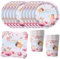 MEZHEN Fee Partygeschirr Kindergeburtstag Deko Geburtstag Party Geschirr Feen Pappteller Becher Servietten Fairy Geburtstagsparty Hochzeit Picknick Babyparty Geschirr Tischdeko Set
