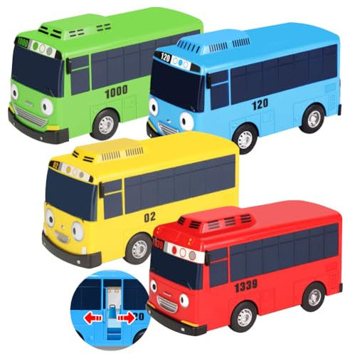 SHDIEHJFMLDH 4Pcs Mini Bus Toys,Coches de Juguetes,Metálico Tire hacia Atrás Coches,Mini Bus Coches Cars,para NiñOs PequeñOs, Juegos Educativos para NiñOs Y NiñAs, Regalo De Fiesta De CumpleañOs