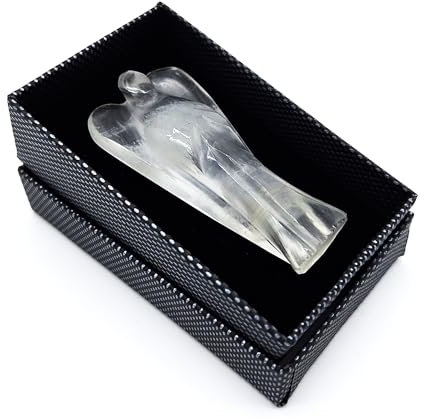 Schutzengel Bergkristall Edelstein 5 cm Glücksbringer Heilstein in Schmuckbox | Schutz Energie Glück