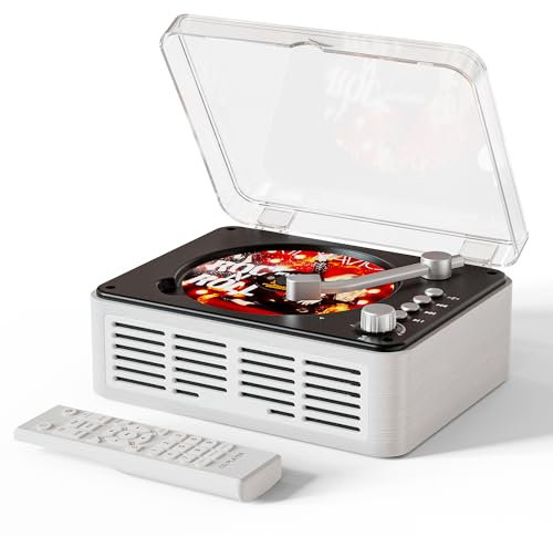 CARONSORT Lettori CD per la casa, lettore CD da tavolo in legno retrò con altoparlanti – Bass Boost, ingresso e uscita Bluetooth, radio FM con lettore musicale CD, MP3, AUX, USB, S/PDIF cablato e