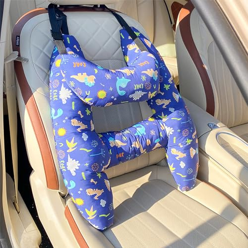 GUAHKUN Reisekissen Kinder Auto,Schlafkissen Für Auto Kinder,H-Form Auto Sicherheitsgurt Reisekissen Mit Kopfstütze,Nackenkissen Kinder Kissen,Autoschlafkissen Nackenkissen Für Lange Reisen (D)